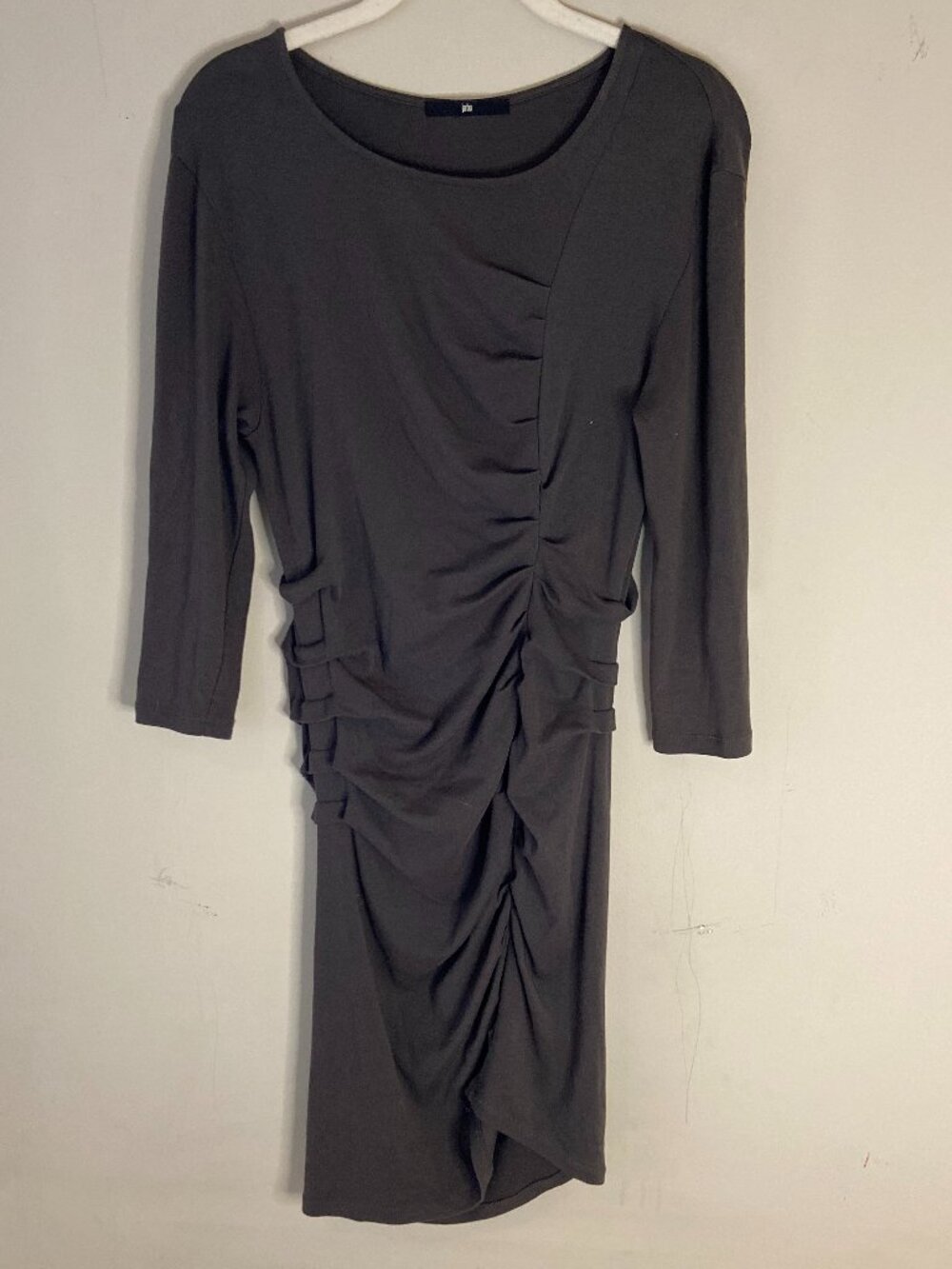 Jarbo Charcoal Ruched Pima Cotton Dress Sz 36 US 6